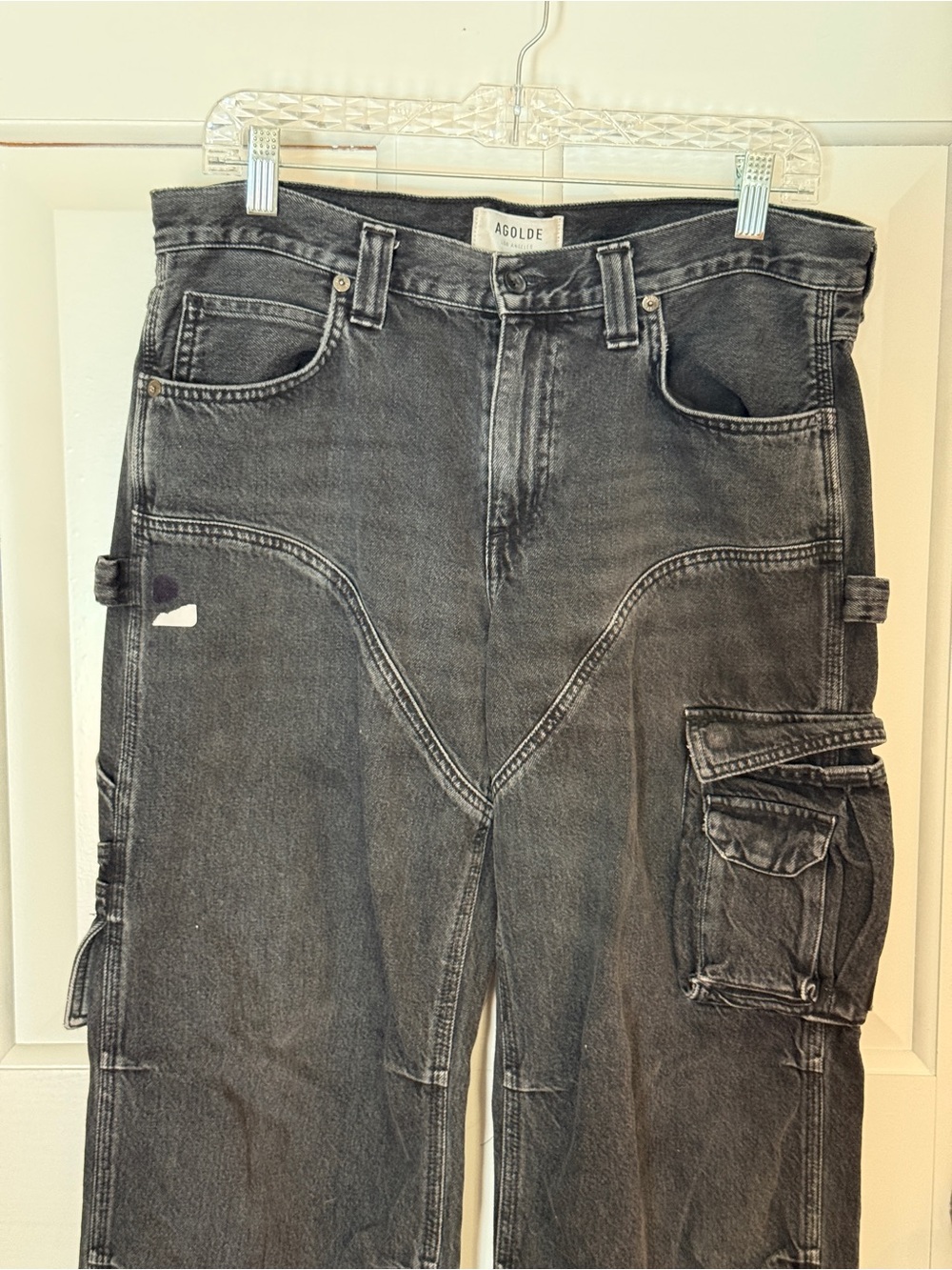 Agolde Neri Cargo Jeans Black wash Wide Leg Utility 25483 - Picture 5 of 16